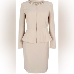 Tahari ASL Women’s Petite Crepe Skirt Suit with Beadings